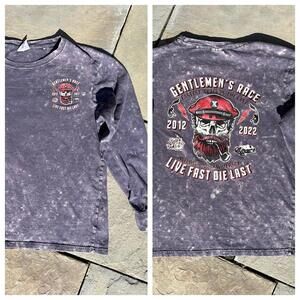 Gentlemen’s Race Grey Purple Acid Wash Long Sleeve T-Shirt